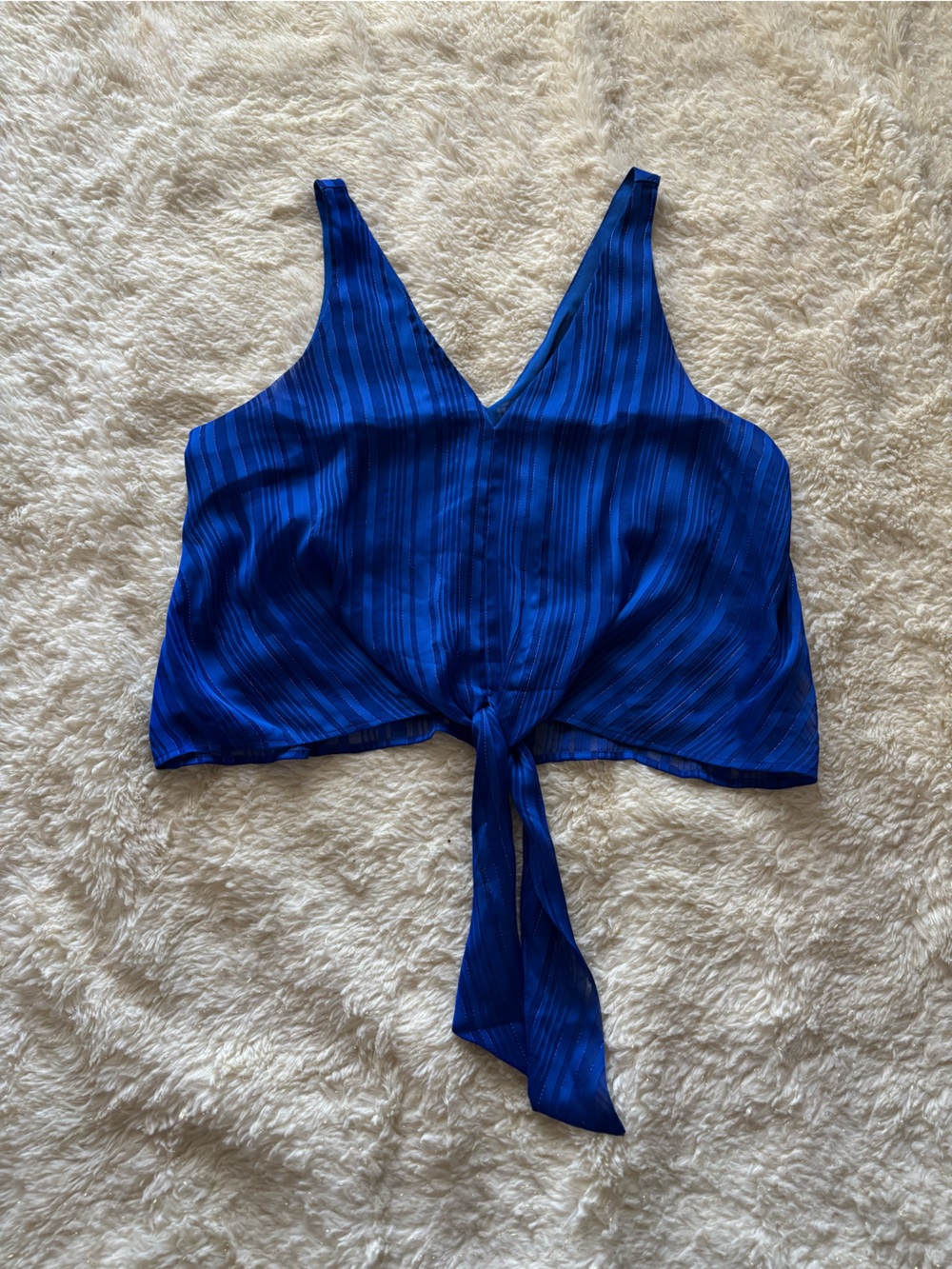 Express Royal Blue Tie-Front Crop Top